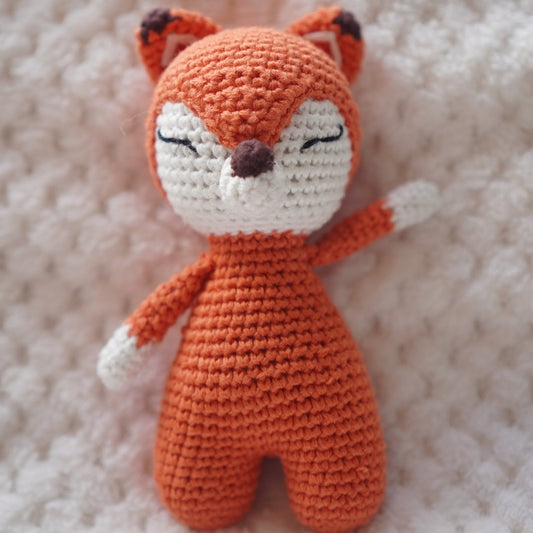 Little Fox, Handmade Crochet, Rattle, Finished Toy, Amigurumi, Doll, Baby Gifts